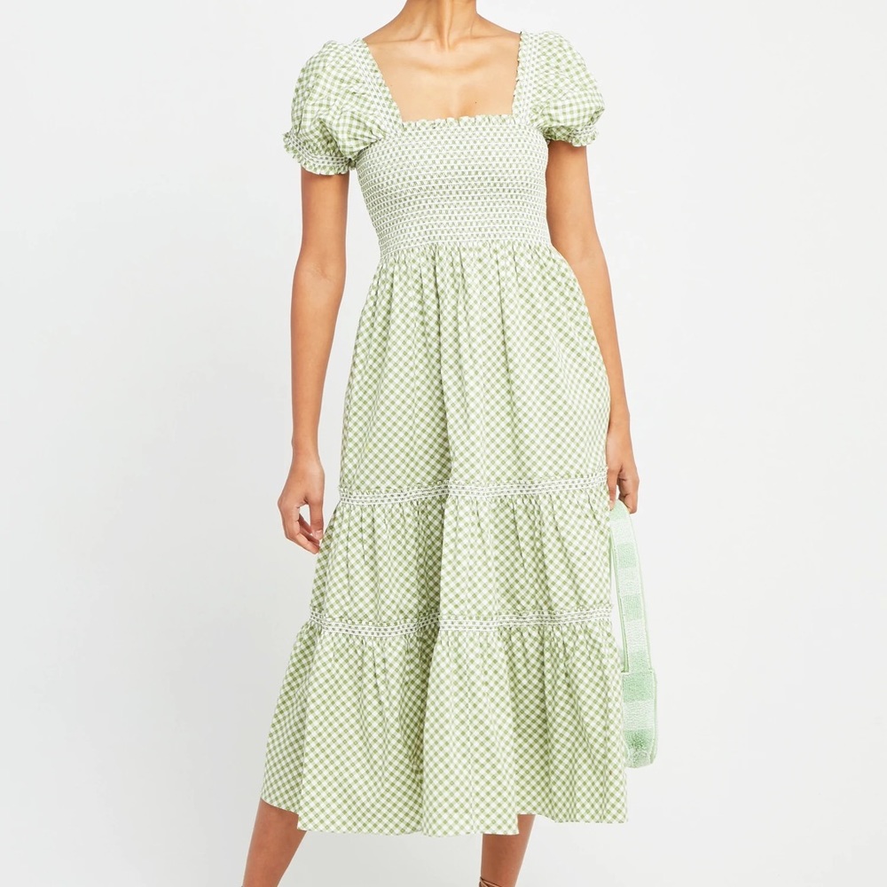 OPT Square Neck Smocked Maxi Dress